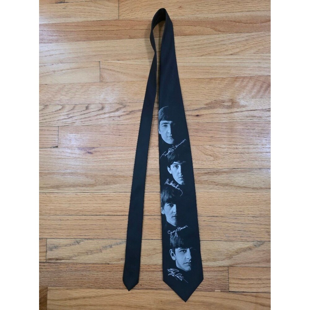 Vtg The Beatles Signature Black Tie 1996 Apple Corps Limited Wally Wear 54'